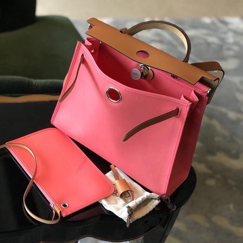 herbag Pink Canvas Calfskin 31CM - 图片 4