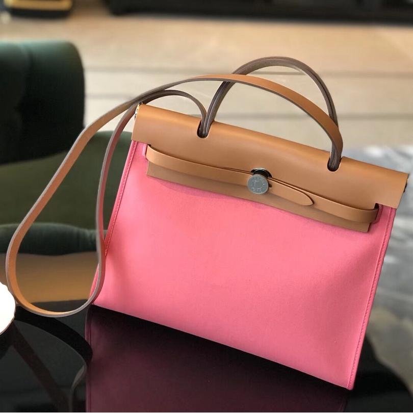 herbag Pink Canvas Calfskin 31CM - 图片 8