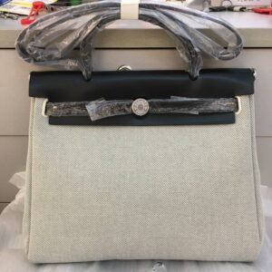 herbag Black and White Check Canvas Calfskin 31CM