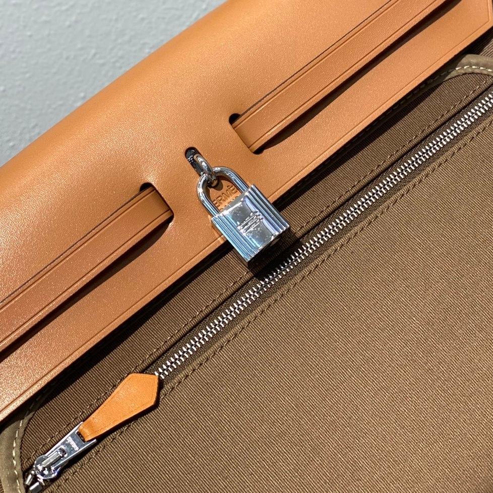 herbag Light Gray Canvas Calfskin 31CM - 图片 5
