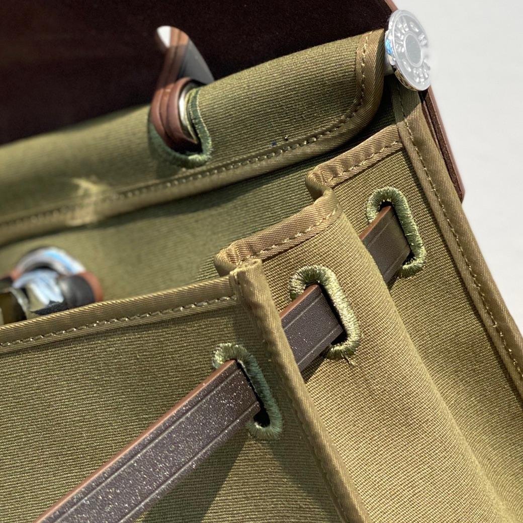 herbag Olive Green Canvas Calfskin 31CM - 图片 5