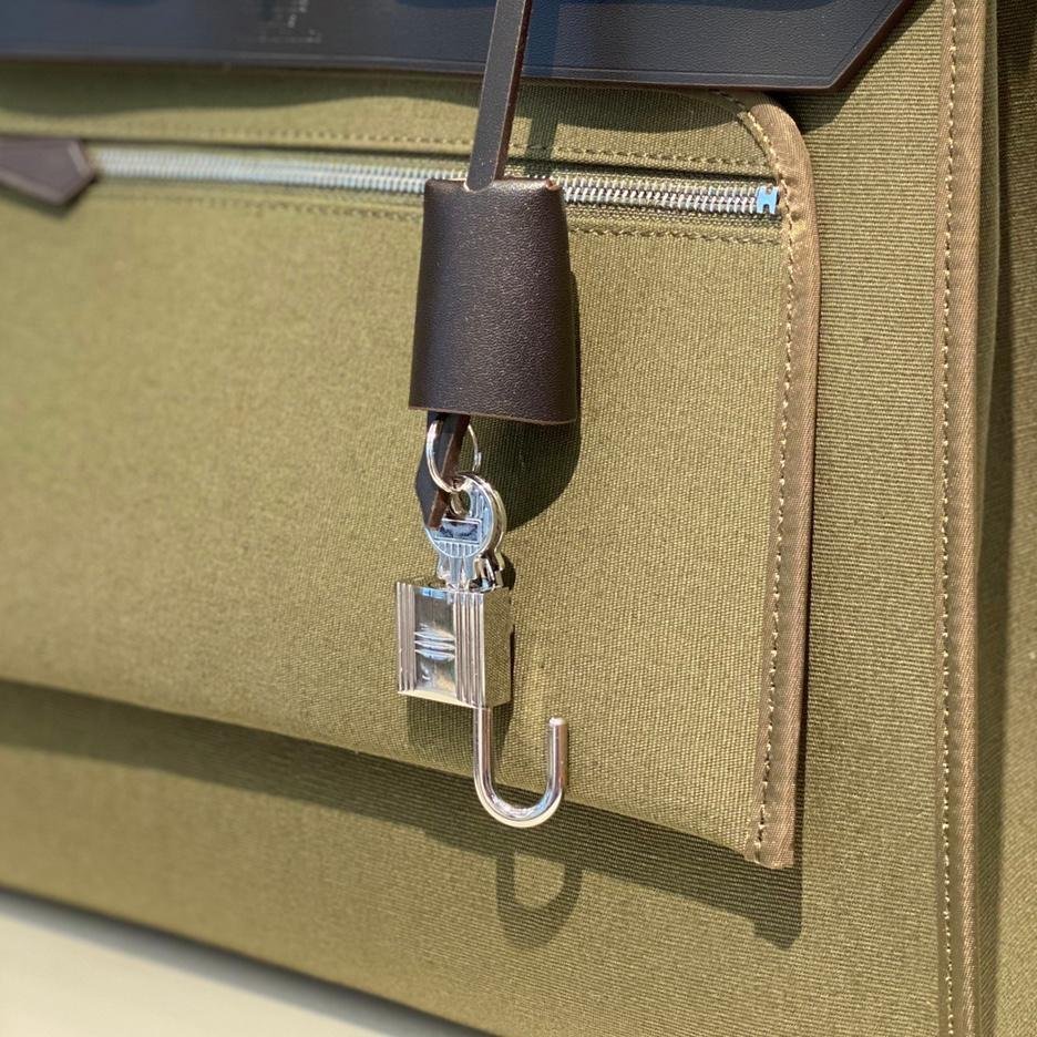herbag Olive Green Canvas Calfskin 31CM - 图片 8