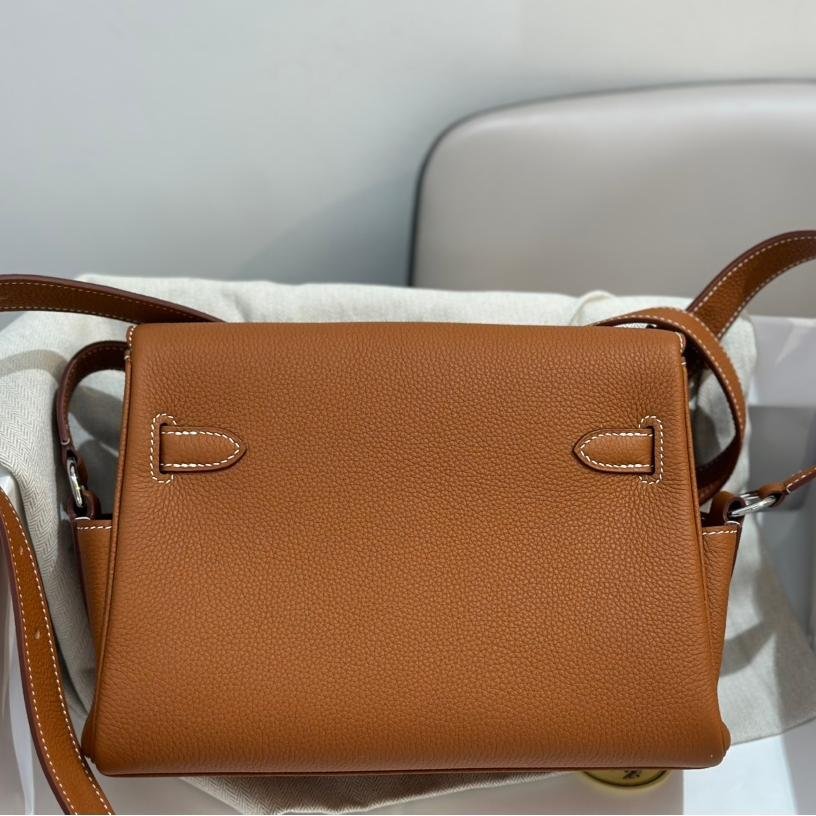 Kelly Messenger Crossbody Gold Brown with Silver Hardware 25CM - 图片 4