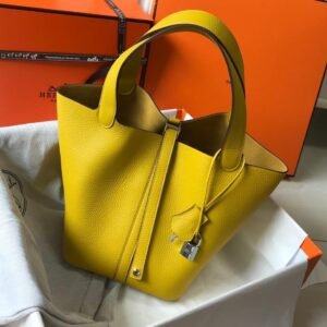 Picotin Lock Amber Yellow Leather 18CM/22CM