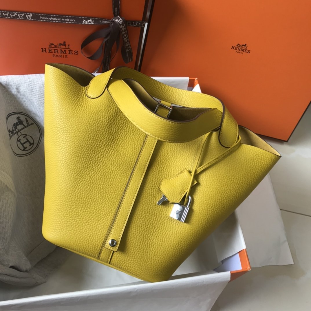 Picotin Lock Amber Yellow Leather 18CM/22CM - 图片 2