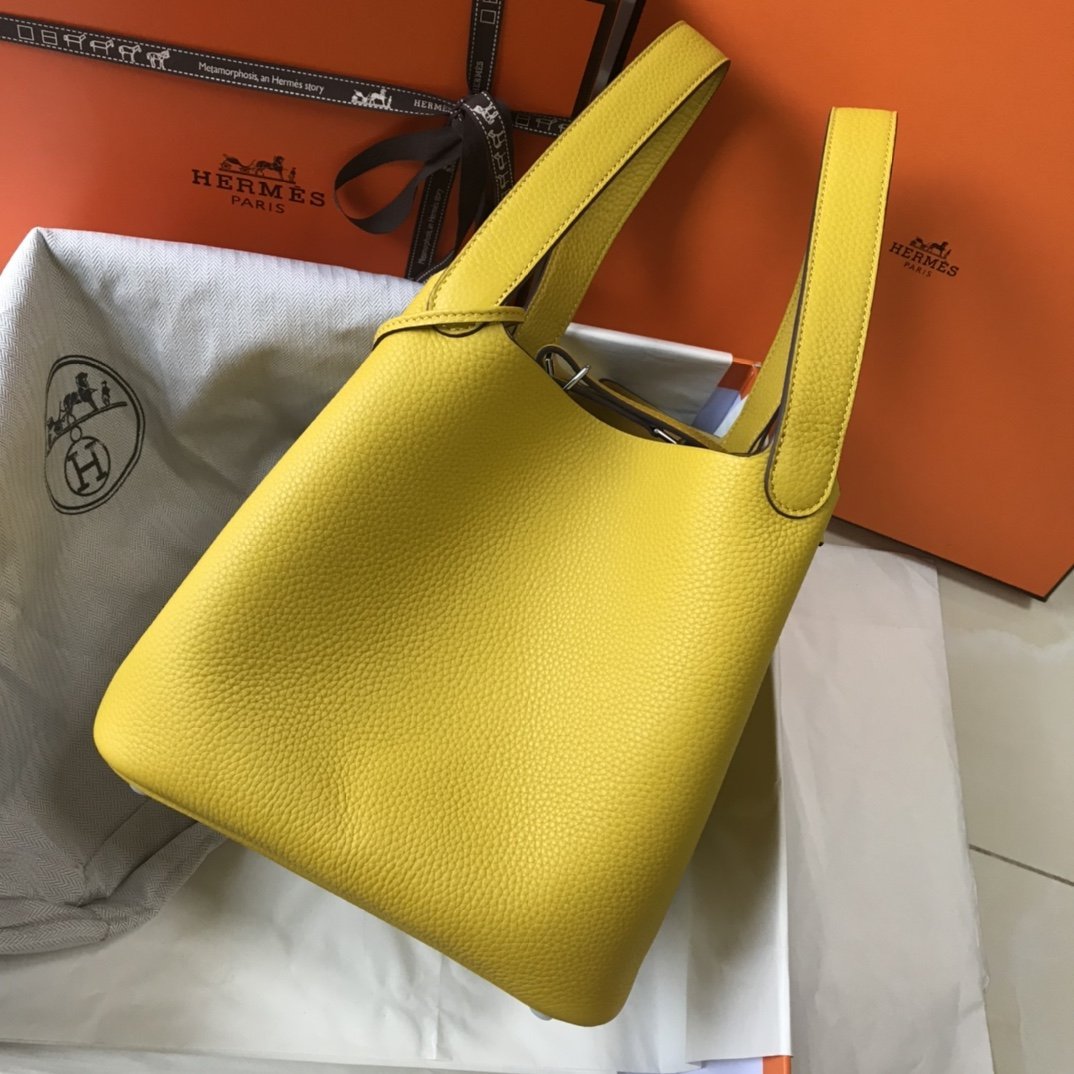 Picotin Lock Amber Yellow Leather 18CM/22CM - 图片 5