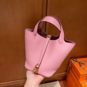 Picotin Lock Mauve Sylvestre Gold Hardware Leather 18CM
