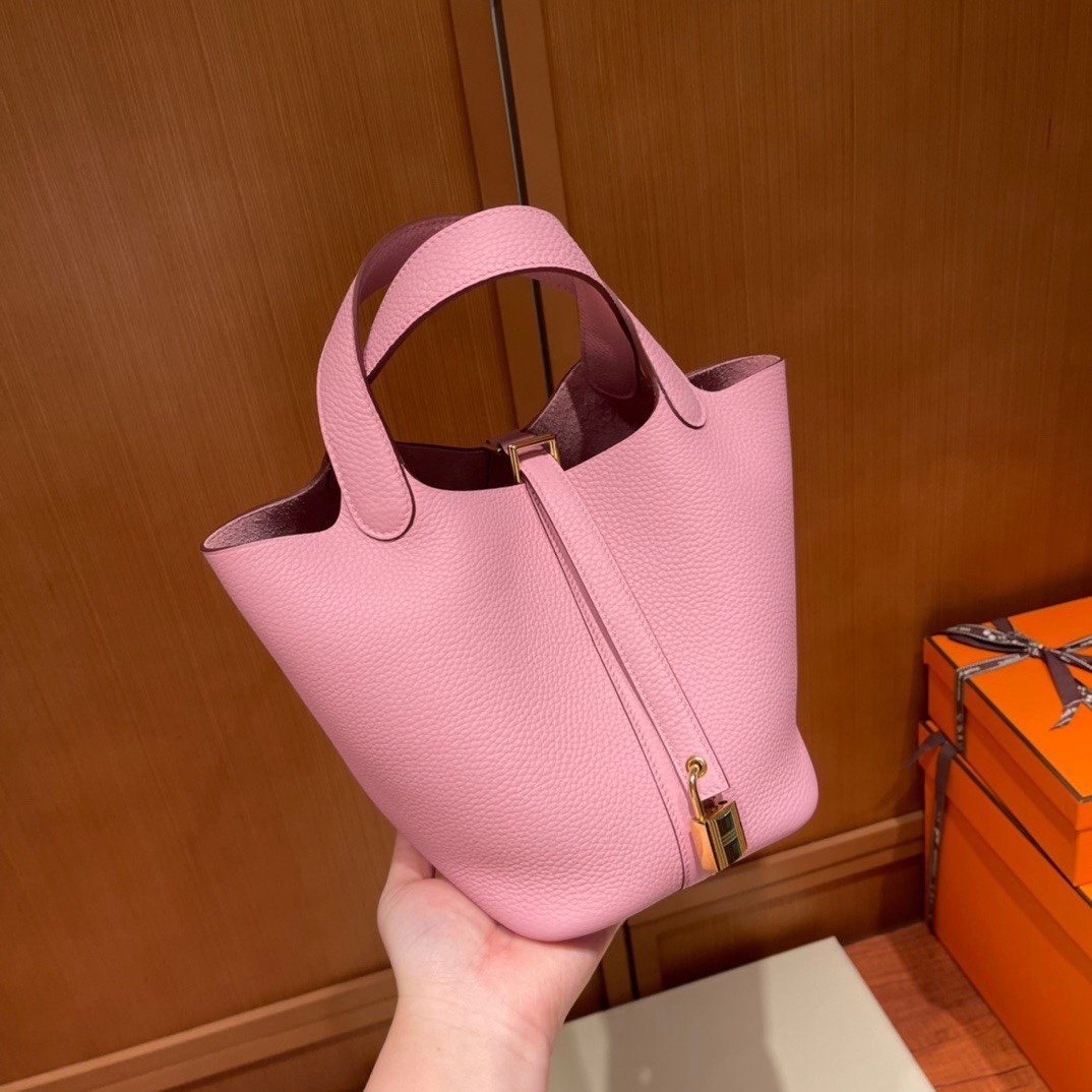 Picotin Lock Mauve Sylvestre Gold Hardware Leather 18CM - 图片 2