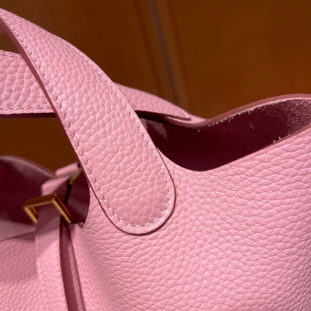 Picotin Lock Mauve Sylvestre Gold Hardware Leather 18CM - 图片 3