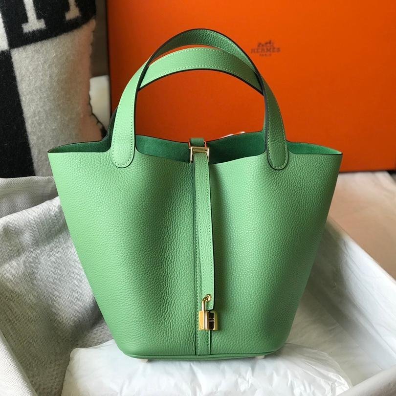 Picotin Lock Avocado Gold Leather 18CM/22CM