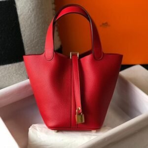 Picotin Lock Red Gold Hardware Leather 18CM/22CM