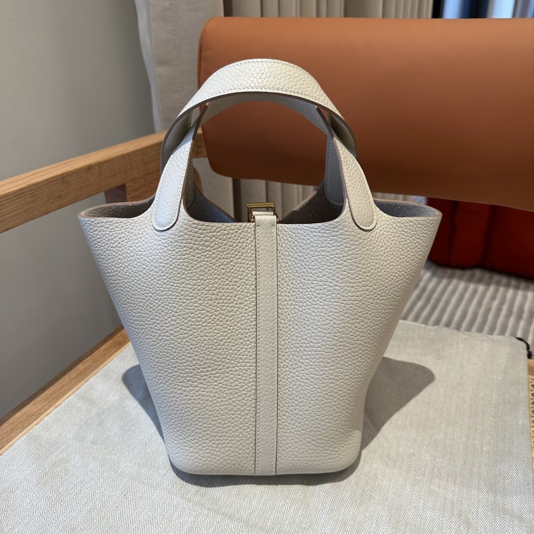 otin Lock Milk White Gold Hardware Leather 18CM - 图片 3
