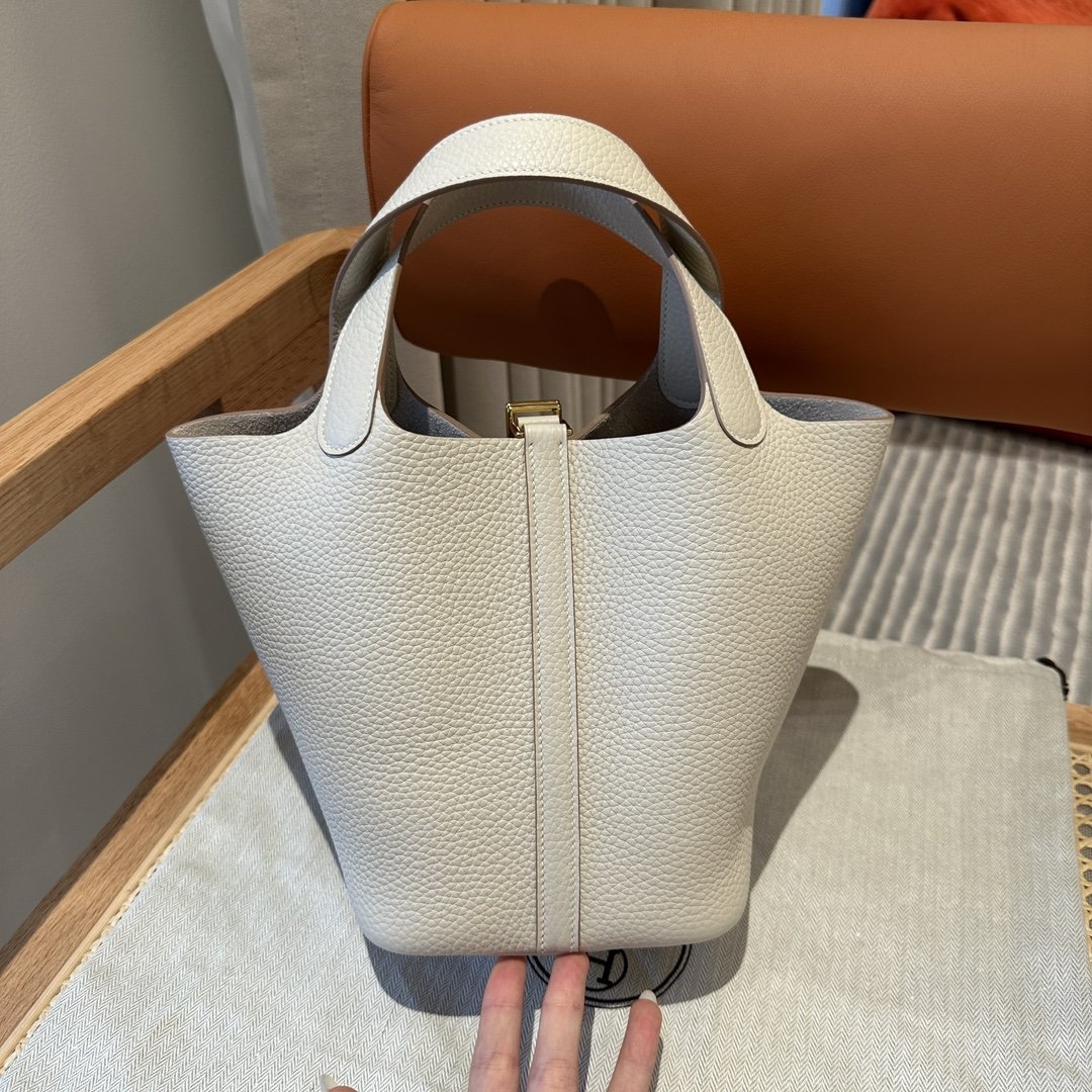 otin Lock Milk White Gold Hardware Leather 18CM - 图片 4