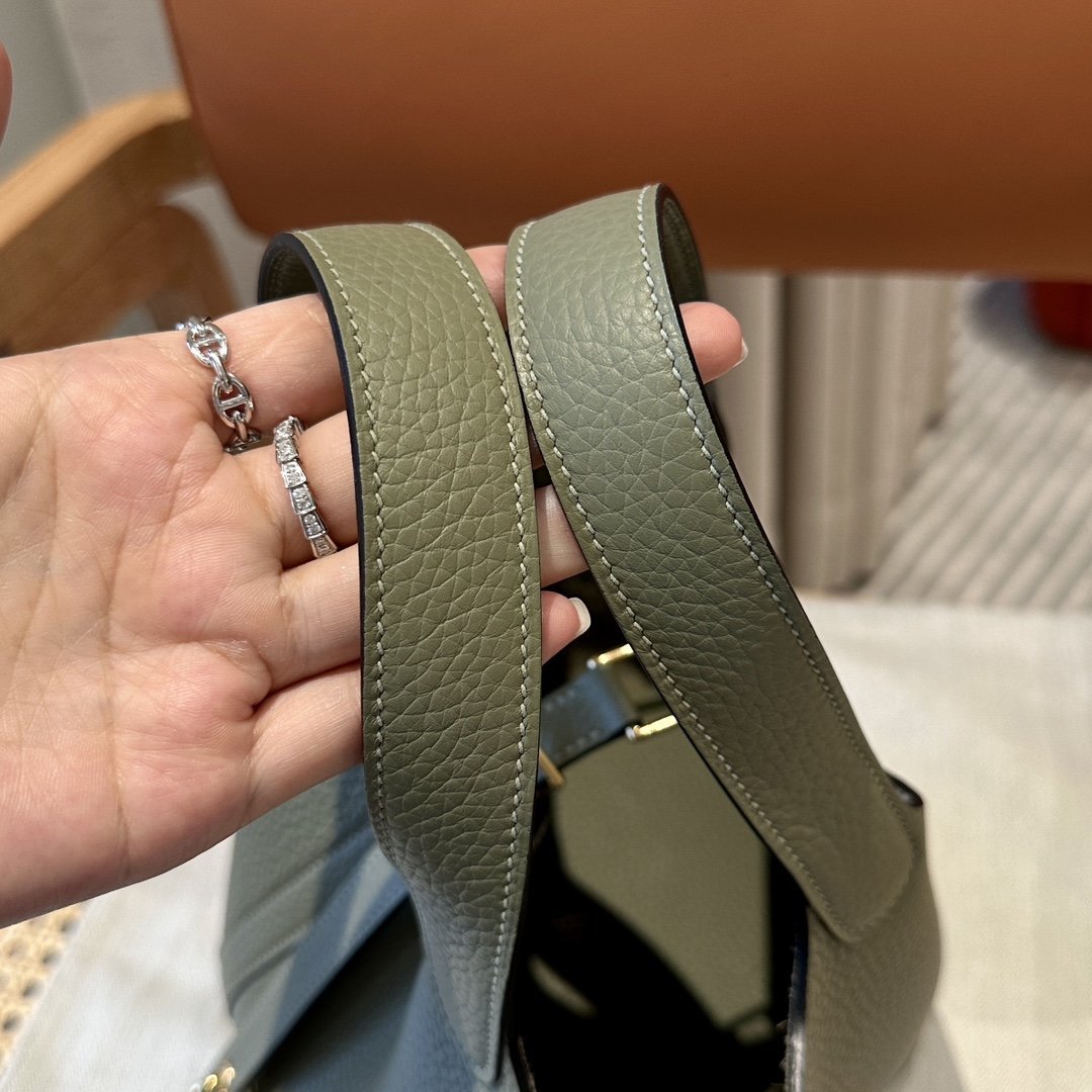 Picotin Lock Sauge Gold Hardware Leather 18CM - 图片 4