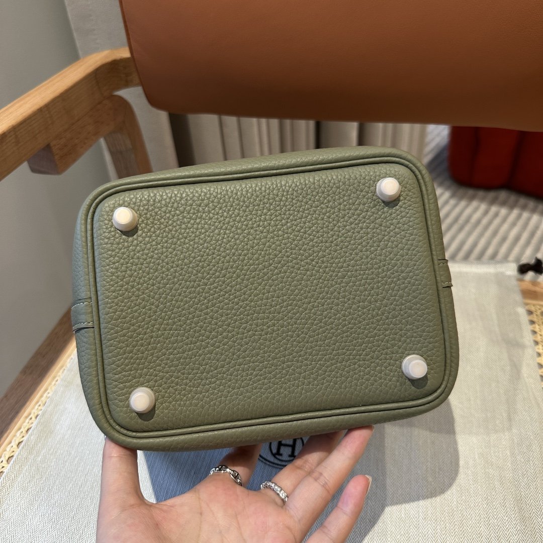 Picotin Lock Sauge Gold Hardware Leather 18CM - 图片 5