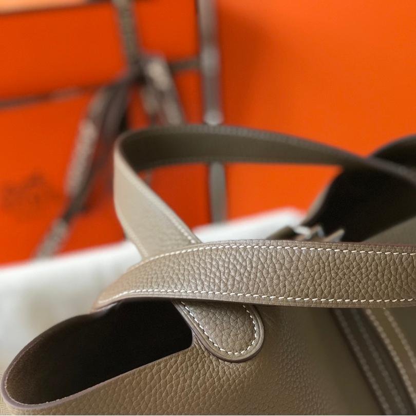 Picotin Lock Light Grey Silver Hardware Clémence Leather 18CM/22CM - 图片 6