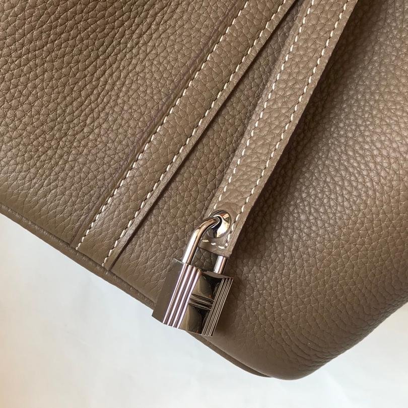Picotin Lock Light Grey Silver Hardware Clémence Leather 18CM/22CM - 图片 7
