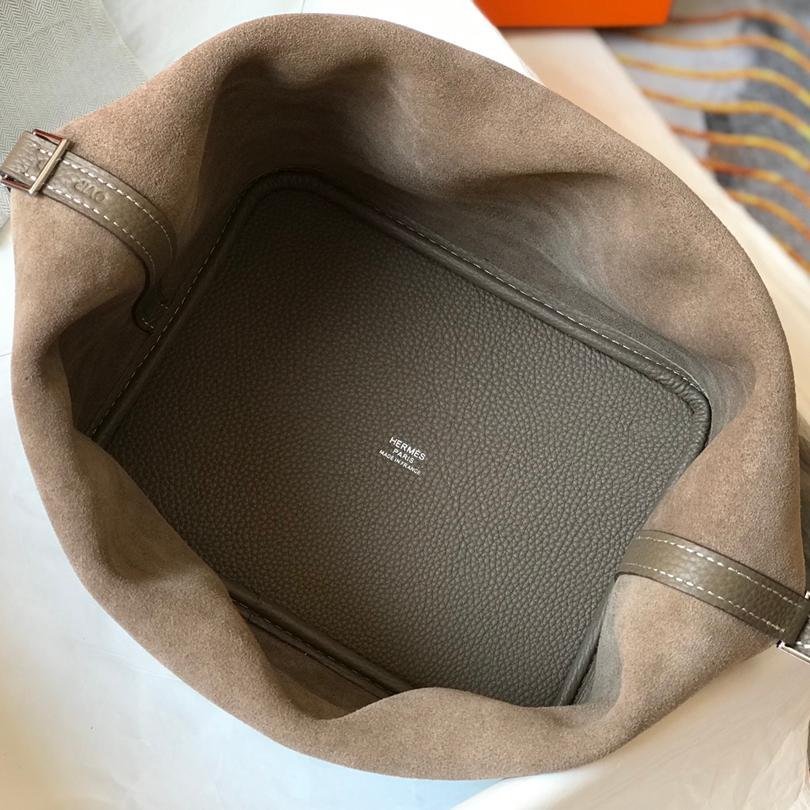 Picotin Lock Light Grey Silver Hardware Clémence Leather 18CM/22CM - 图片 8