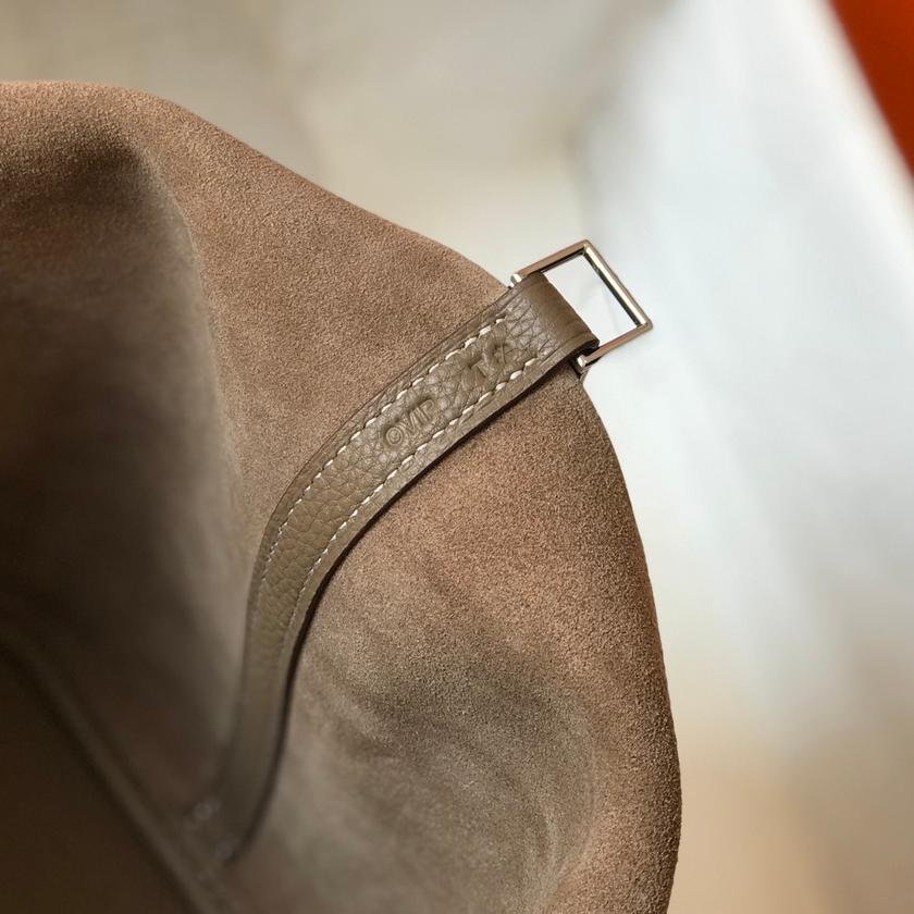 Picotin Lock Light Grey Silver Hardware Clémence Leather 18CM/22CM - 图片 9