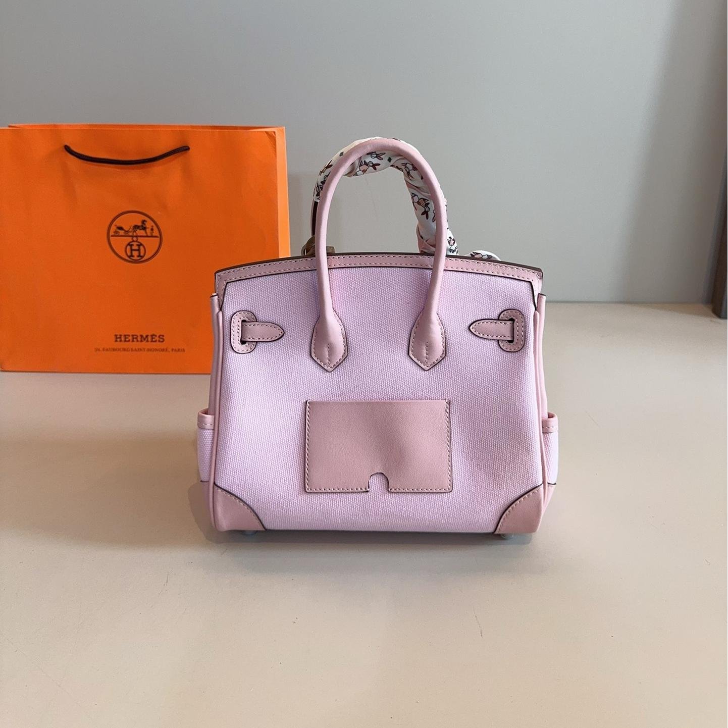 Hermès Cargo Kelly Bag in Sakura Pink – Canvas & Calfskin Top Handle 25cm - 图片 3
