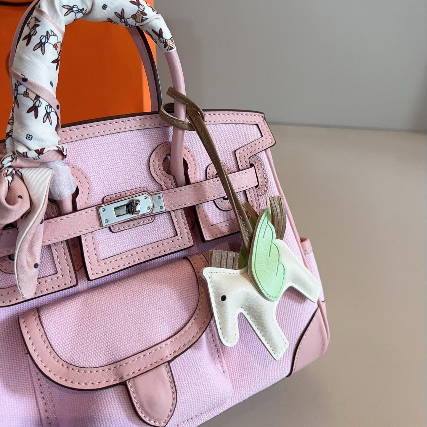 Hermès Cargo Kelly Bag in Sakura Pink – Canvas & Calfskin Top Handle 25cm - 图片 7