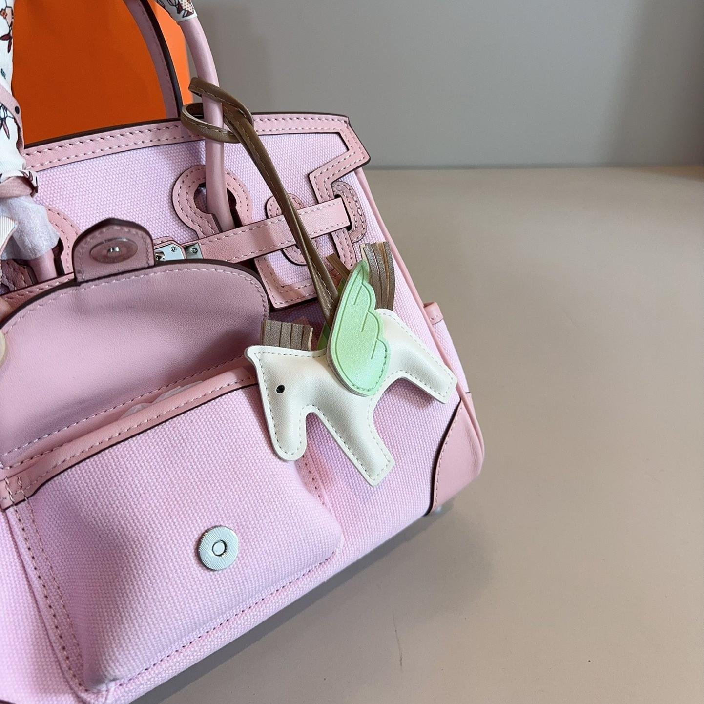 Hermès Cargo Kelly Bag in Sakura Pink – Canvas & Calfskin Top Handle 25cm - 图片 8