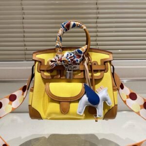 Birkin Cargo 25 in Lemon Yellow Canvas and Calfskin – Light Utility with a Playful Twist
