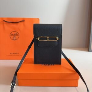 Hermès Roulis Calfskin Phone Pouch with Anchor Clasp