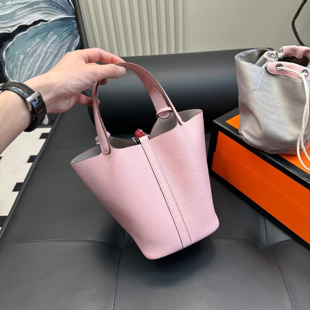 Hermès Picotin Lock 13 Bucket Bag in Pink Togo Leather with Palladium Hardware - 图片 2