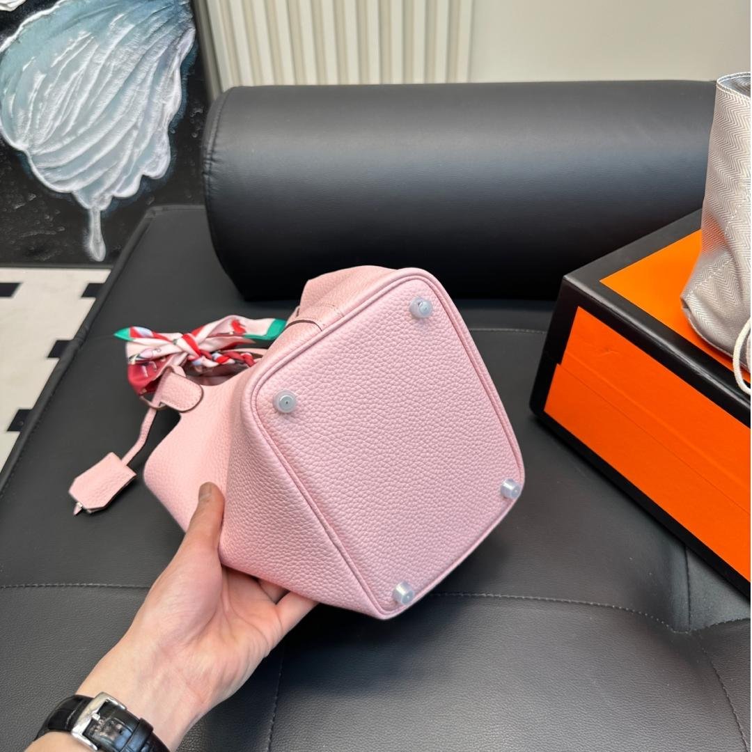 Hermès Picotin Lock 13 Bucket Bag in Pink Togo Leather with Palladium Hardware - 图片 5