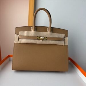 Birkin Platinum 25cm in Som leather [Milk Tea] with gold hardware