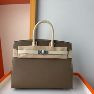Birkin Platinum 25cm Som Leather [Elephant Gray/Milkshake White] Silver Hardware