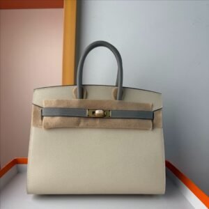 Birkin Platinum 25cm [Milkshake White/Seagull Gray] Gold Hardware