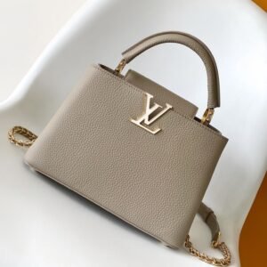 Capucines MINI Grey Taurillon Leather 21CM