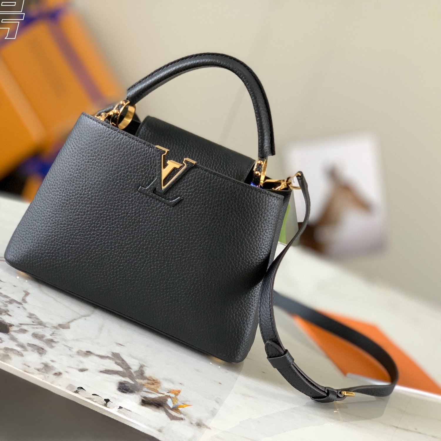 Capucines BB Black Taurillon Leather 27CM