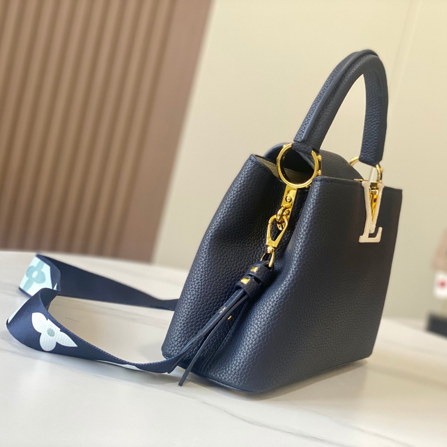 Capucines MINI Navy Blue Taurillon Leather 21CM - 图片 2