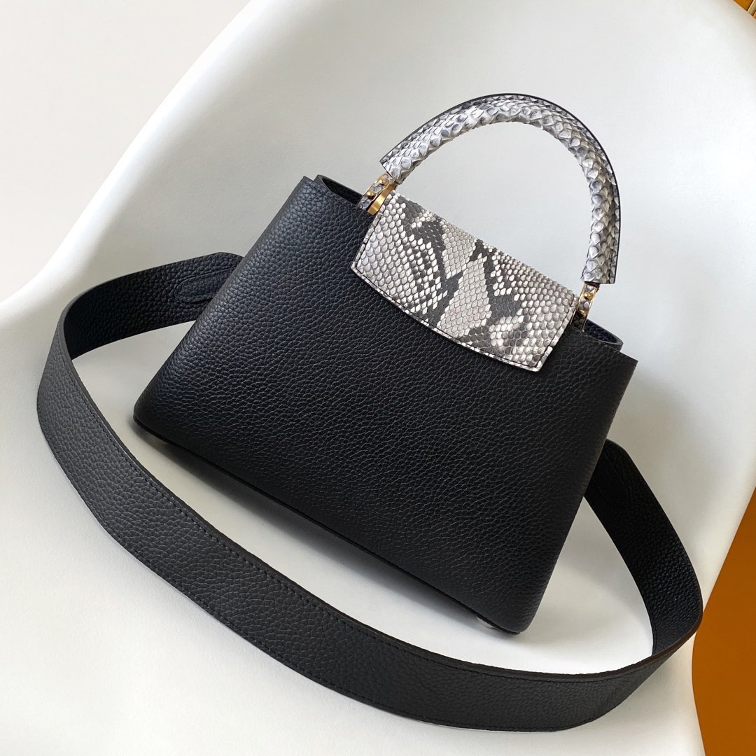 Capucines MINI Black Taurillon Leather with Python Skin 21CM - 图片 3