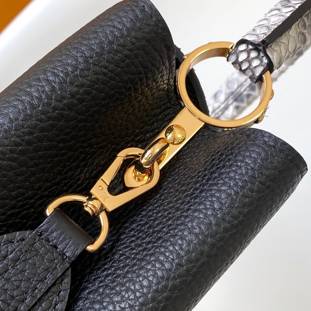 Capucines MINI Black Taurillon Leather with Python Skin 21CM - 图片 6