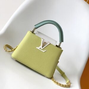 Capucines MINI Lemon Yellow Taurillon Leather 21CM