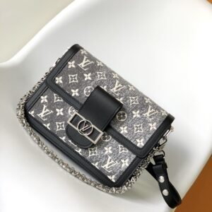 Dauphine Mini Black / Grey Coated Canvas 20CM