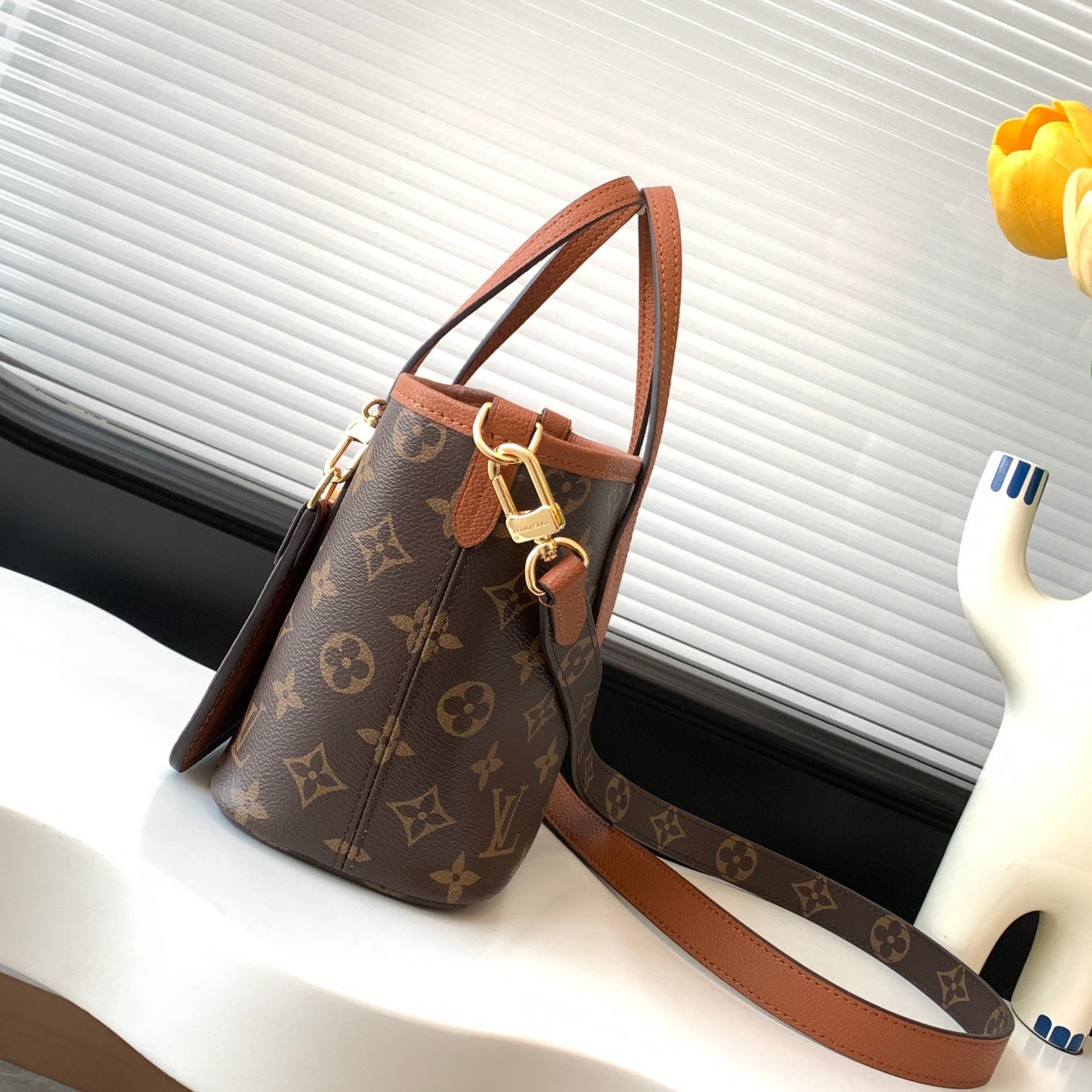 Neverfull BB Brown Canvas with Caramel Leather 24CM - 图片 3