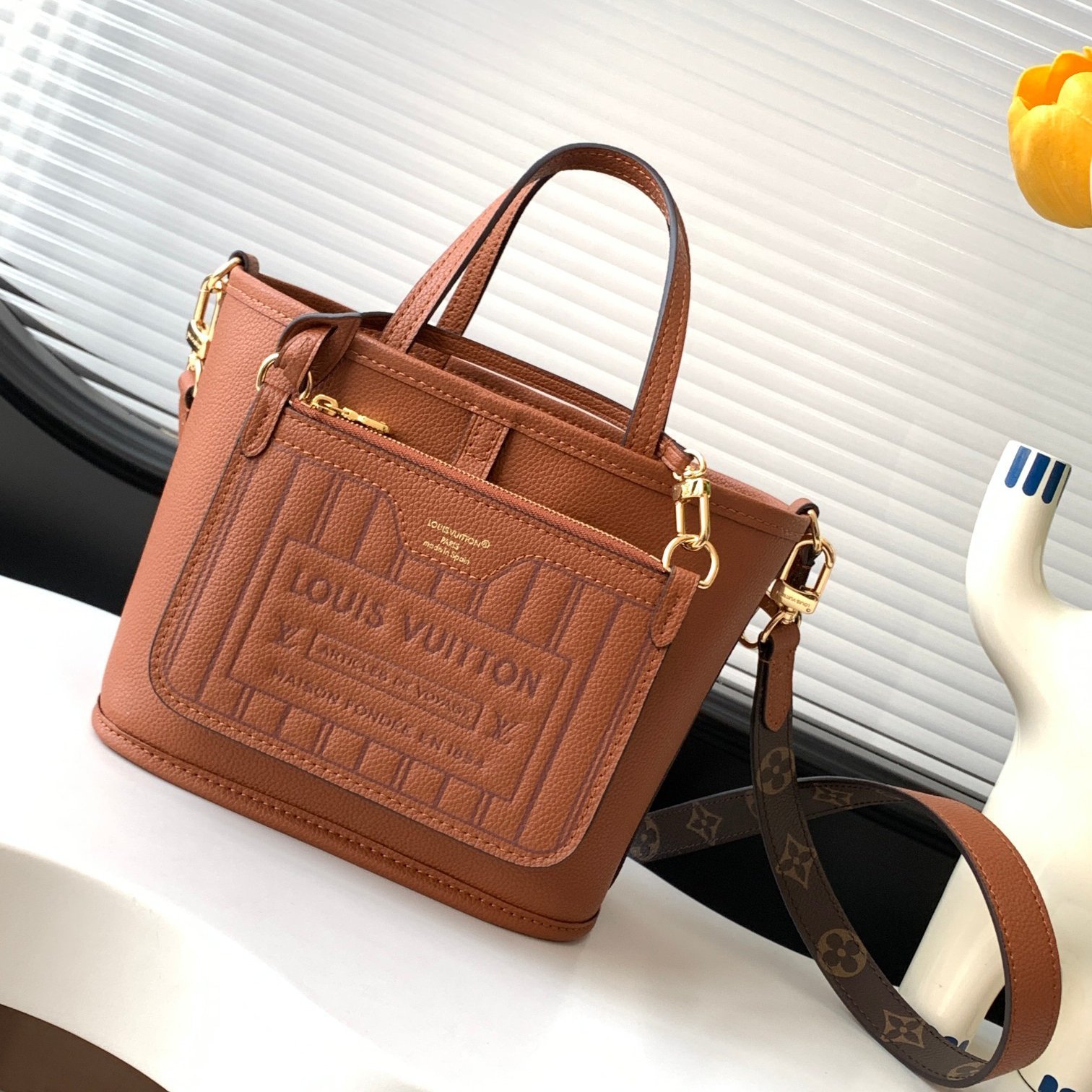 Neverfull BB Brown Canvas with Caramel Leather 24CM - 图片 9