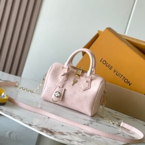 Speedy Light Pink Embossed Calfskin 20CM