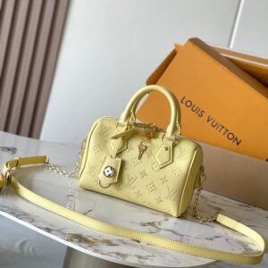 Speedy Light Yellow Embossed Calfskin 20CM