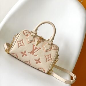 Speedy Cream White with Pink Monogram Leather 20CM