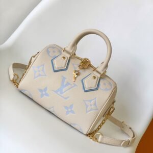 Speedy White with Blue Monogram Leather 20CM