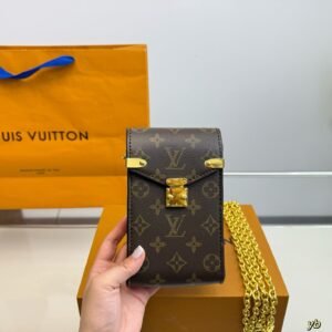Monogram Chain Crossbody Phone Bag – Compact Luxury Purse 17CM