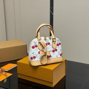 LV Alma Cherry Monogram Leather Handbag – 25cm Shell Bag