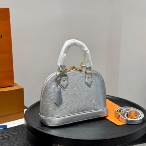 Louis Vuitton Alma Epi Leather Top Handle Bag in Metallic Silver 25CM