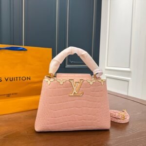 LV Capucines Large Bag – Crocodile-Pattern Leather with Gold LV Logo 28CM